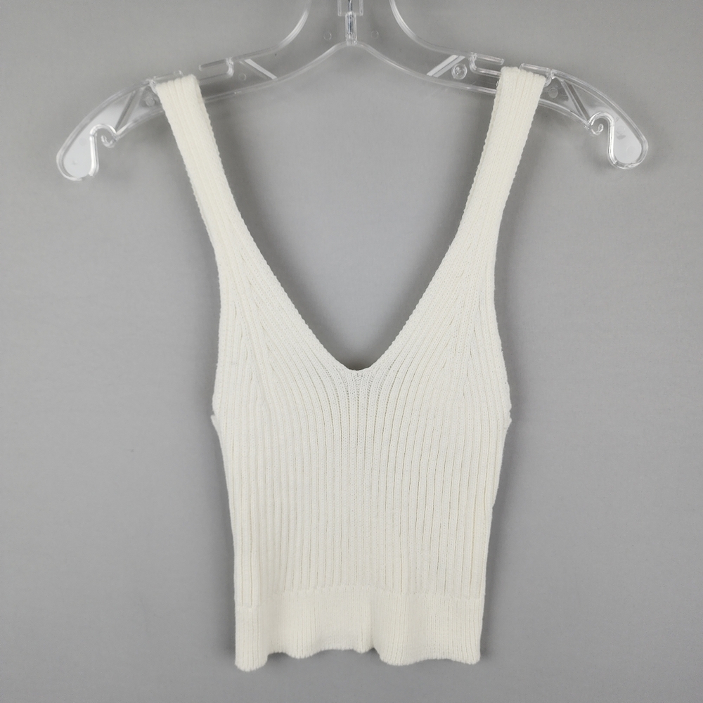Full Circle Trends White Knit Women's Crop Top Sz Small